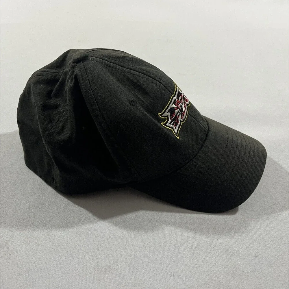 No Fear Hat Cap Flexband Black Red Eyes Vintage 90s Skate Punk Motocross BMX y2k